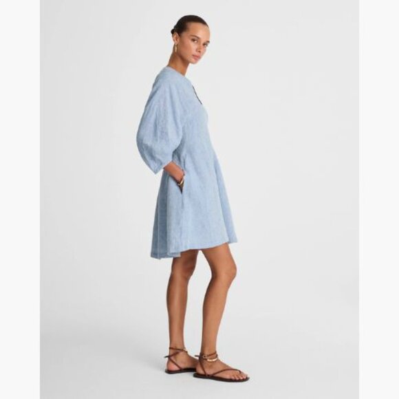 Madewell Sunfaded Blue Splitneck Mini Dress Size 2 - 36113 - Picture 3 of 11